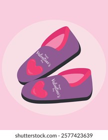 Illustration with Slipper Fluffy and Happy Valentine's Day Pattern