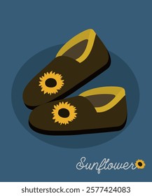  Illustration with Slipper Fluffy and Sunflower Pattern