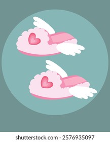 Illustration with Slipper Shoes at Angel Wings Style