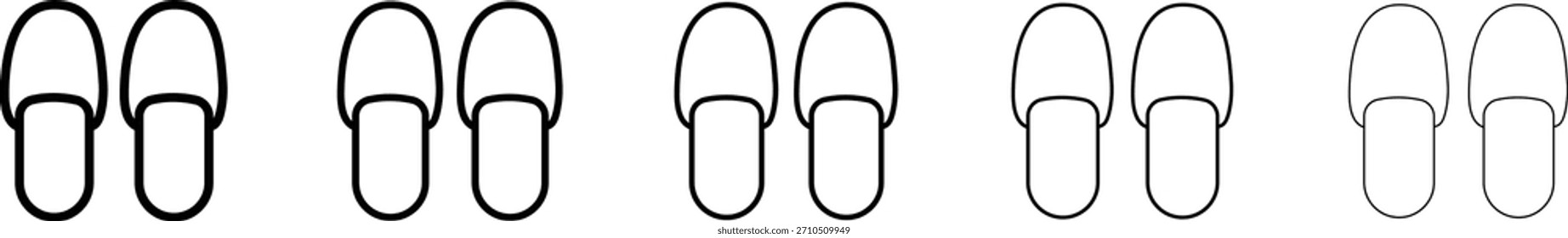 Ilustração de chinelos em diferentes espessuras de linha perfeitas para um elemento de design