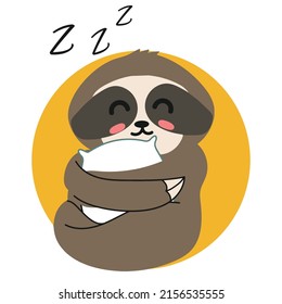 illustration of a sloth, Cute hand drawn sloth, funny vector illustration.