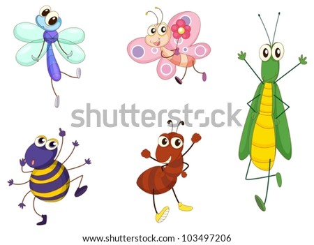 Illustration of small animals on white