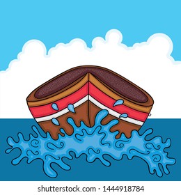 Illustration of small boat empty in the sea
