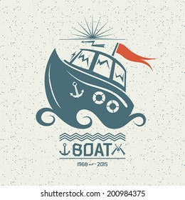 Illustration of a small boat in flat style