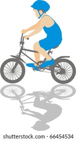 illustration small boy on a bicycle
