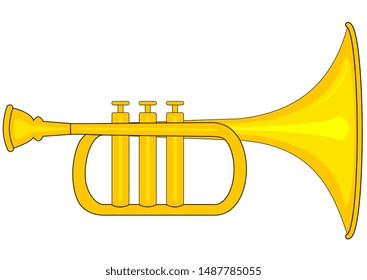 Illustration of small brass trumpet isolated on white background
