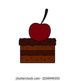 Illustration Of A Small Cake With A Big Cherry