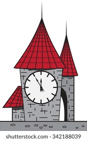 Illustration Small Cartoon Castle Clock Stock Vector (Royalty Free ...