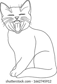 Illustration with small cat opening mouth