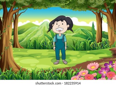 Illustration of a small child at the jungle