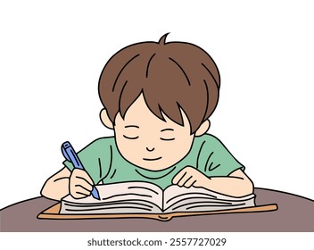 ILLUSTRATION OF A SMALL CHILD LEARNING AND COLORING. COOL AND UNIQUE ILLUSTRATIONS ARE VERY SUITABLE FOR YOUR NEEDS AND THIS IS A VECTOR FILE.