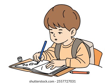 ILLUSTRATION OF A SMALL CHILD LEARNING AND COLORING. COOL AND UNIQUE ILLUSTRATIONS ARE VERY SUITABLE FOR YOUR NEEDS AND THIS IS A VECTOR FILE.