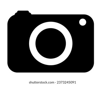 Illustration of a small compact camera in black and white with a white background