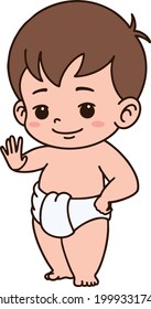 Illustration of small cute baby in diapers in vector