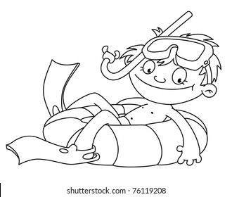 illustration of a small diver outlined