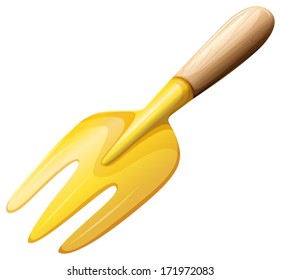 Illustration of a small garden fork on a white background