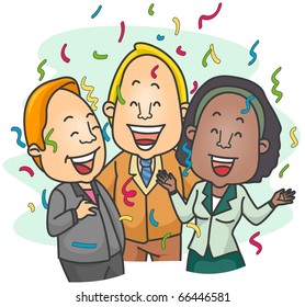 Illustration Of A Small Group Of Entrepreneurs Celebrating