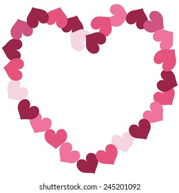 Illustration of small hearts forming a bigger heart shape