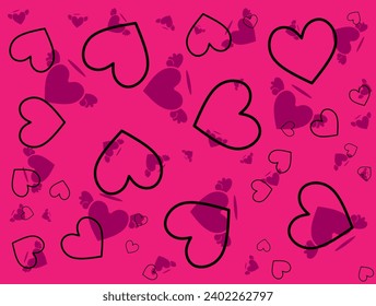 Illustration small hearts with ornament  vector design