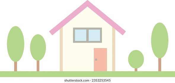 Illustration of a small house with a triangular roof