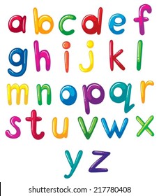 Illustration of the small letters of the alphabet on a white background 