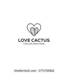 Illustration small love cactus tree beautiful plant logo design.
