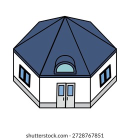 Illustration of a small multi-purpose building found in a park or public facility.