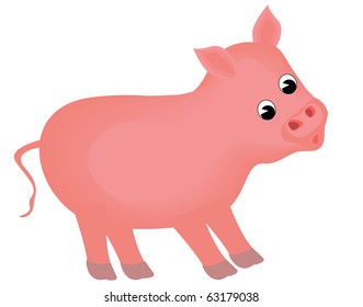 illustration small piglet insulated on white background