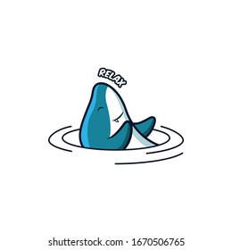 Illustration Ein kleiner Hai entspannt sich mit Text