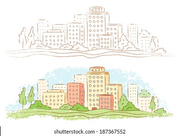 Illustration of a small town