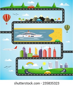 Illustration of small town cityscape