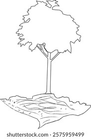 the illustration of small tree on the top of the soil.