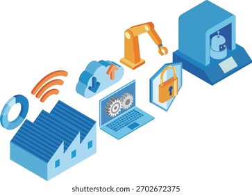 Ilustración de una fábrica inteligente hecha eficiente por la tecnología