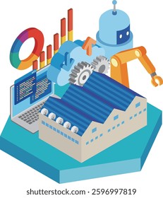 An illustration of a smart factory utilizing machines and networks