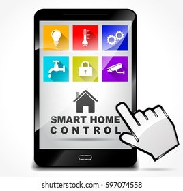 Illustration of smart home control concept