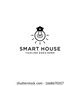 Ilustración de una casa inteligente con el diseño del logotipo de alta tecnología.