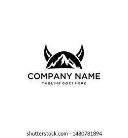 Illustration Smart Of Negative Art Mountain In A Viking Hat Logo Design