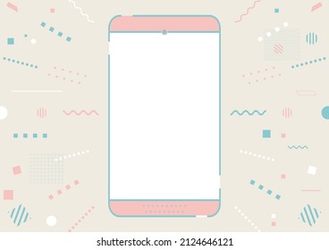 illustration of smart phone and geometric effect line