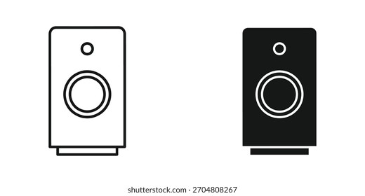 Illustration of a smart speaker with a circle. Represents audio, sound, and voice assistance. Isolated on white background. Vector graphic design for technology.