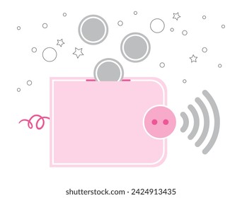 Illustration of the smart wallet with the with piggy bank design