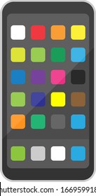 Illustration of smartphone and application.