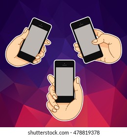 Illustration smartphone for banner, presentation, website. Presentation template of mobile screen. Cloud tools for business. Cloud technology and service for social networking, media - stock vector