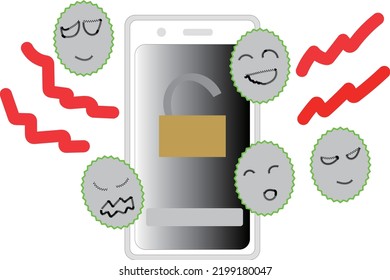 Illustration of a smartphone with a broken password