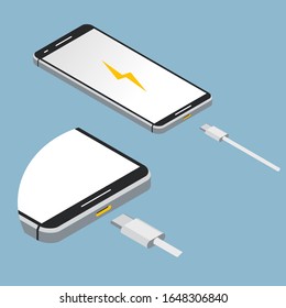 
Ilustración de la carga de smartphones a través de un cable