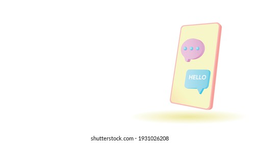 ilustración smartphone con burbujas de chat en 3d 
