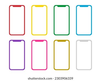 Illustration von Farbvarianten bei Smartphones mit weißem LCD-Bildschirm.