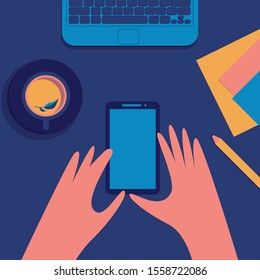 Illustration of smartphone and communication
