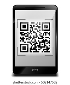 Illustration of smartphone design with qr code