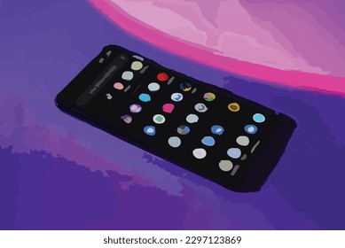 An illustration of  a smartphone display with apps