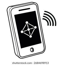 Illustration of a smartphone displaying a network symbol, indicating connectivity and technology use